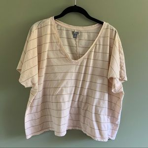 🌻 [CLOSET SALE] Aerie peach gold striped v-neck
